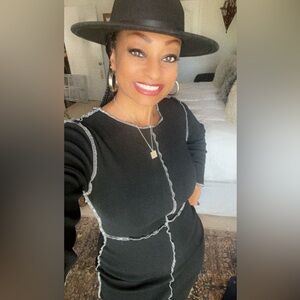 Boohoo Black Dress with White Trim